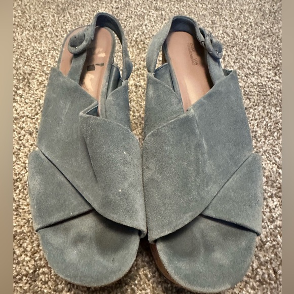 Diane Von Furstenberg Juno Wedge Sandals, Blue Suede, Womens 9 - Picture 3 of 8